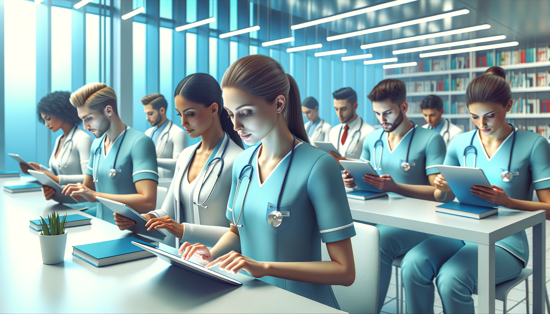 NCLEX learner reviewing exam questions on a tablet